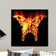 Butterfly Surrounded by fire on a white background Wall Mural
