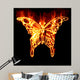 Butterfly Surrounded by fire on a white background Wall Mural