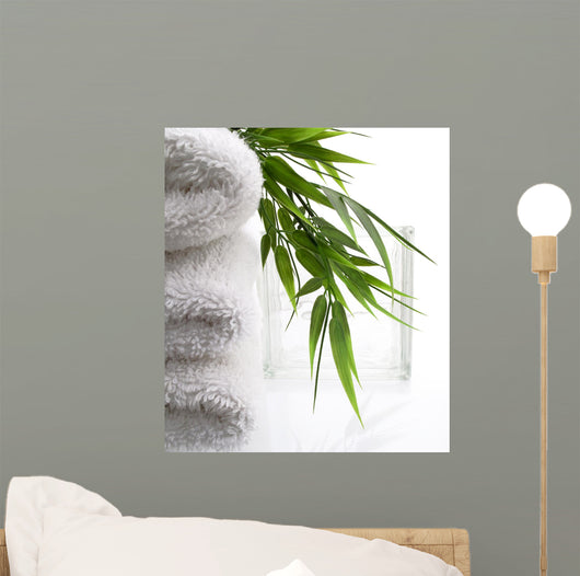 White Spa Towels with Wall Mural