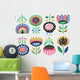 Scandinavian Flower Wall Decal Sticker Set