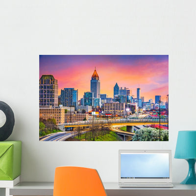 Atlanta Georgia USA Skyline Wall Decal shown on a wall