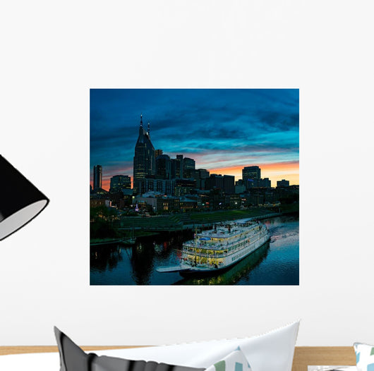 Nashville Skyline with Riverboat Wall Decal
