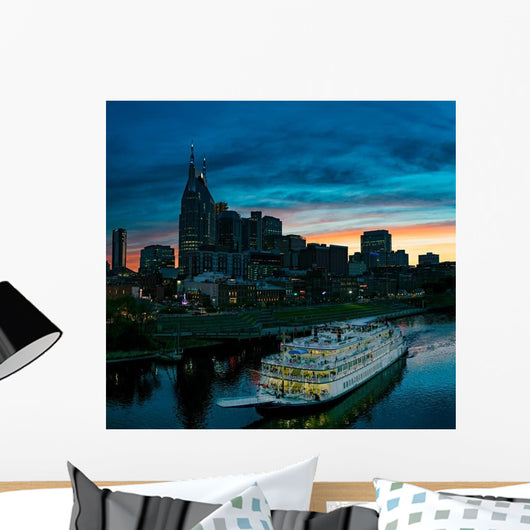 Nashville Skyline with Riverboat Wall Decal