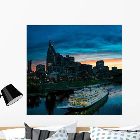 Nashville Skyline with Riverboat Wall Decal