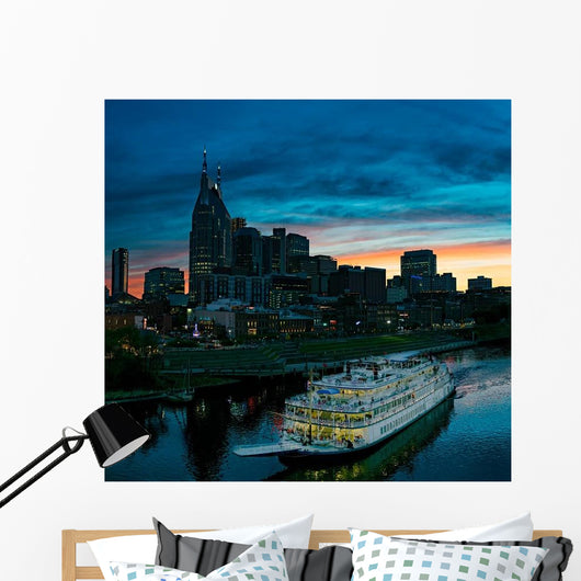 Nashville Skyline with Riverboat Wall Decal