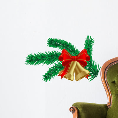Christmas Bell White Vector Wall Decal shown on a wall