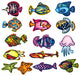 Set 15 Different Reef Wall Stickers