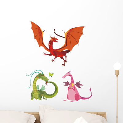 Dragon Set Wall Stickers shown on a wall
