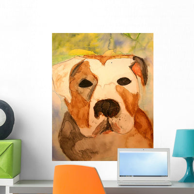 Pit Bull Wall Mural shown on a wall
