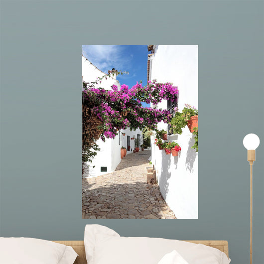 narrow, cobbled streets and houses of spanish pueblo Wall Mural