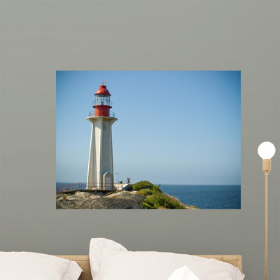 Lighthouse and Shoreline West Wall Mural shown on a wall