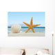 Sea shell and starfish on the beach Wall Mural