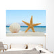 Sea shell and starfish on the beach Wall Mural