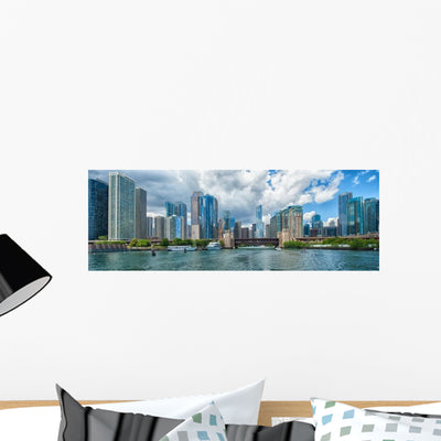 Chicago Skyline Wall Decal shown on a wall