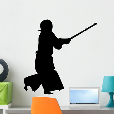 Kendo Fighter 3 Silhouette Wall Decal shown on a wall