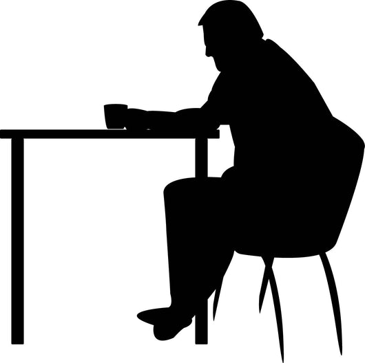 Older Man Desk Worried Wall Decal