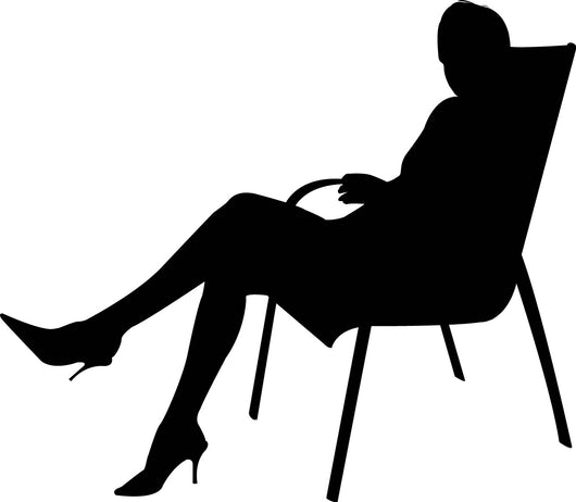 Woman Sitting Chair with Wall Decal