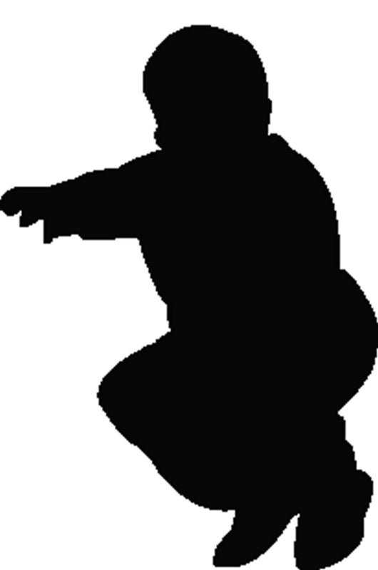 Young Boy Squatting Silhouette Wall Decal