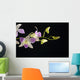 Tropical orchid on black Wall Mural