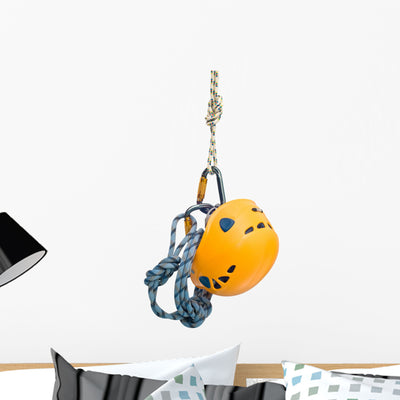 Climbing Equipment Wall Decal shown on a wall