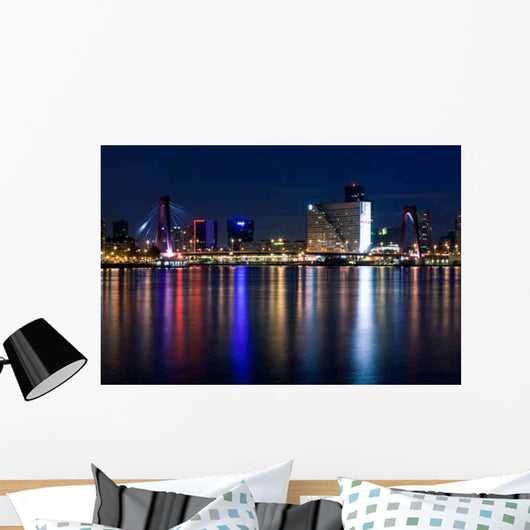 Willems Bridge Rotterdam Night Wall Decal