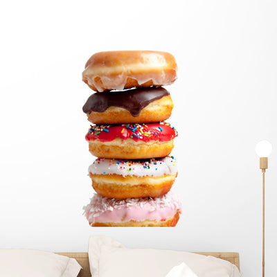 Assorted Donuts White Wall Decal shown on a wall