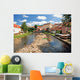 Landscape Cesky Krumlov. River Vltava and coloured houses Wall Mural
