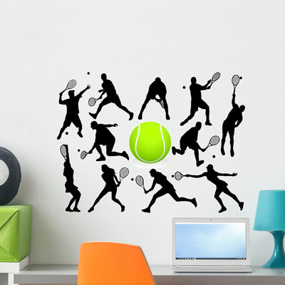Tennis Wall Decal shown on a wall