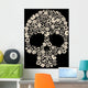 Flowers Ornated Human Skull Vector Wall Mural