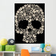 Flowers Ornated Human Skull Vector Wall Mural