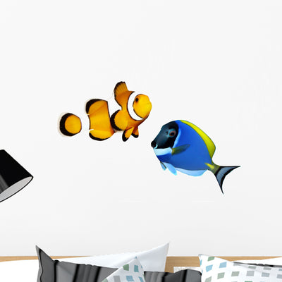 Tropical Reef Fish Clownfish Wall Decal shown on a wall