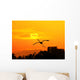 egrets play in sunset Wall Mural