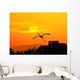 egrets play in sunset Wall Mural