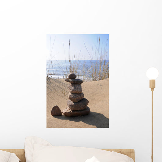 stone tower beach meditation relax sand Wall Mural