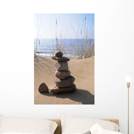 stone tower beach meditation relax sand Wall Mural