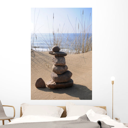 stone tower beach meditation relax sand Wall Mural