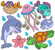 Sea Fishes and Animals Collection Wall Mural