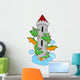 Three Headed Dragon With Tower Wall Decal
