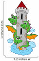 Three Headed Dragon With Tower Wall Decal