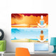Yoga at the beach Wall Mural