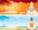 Yoga at the beach Wall Mural