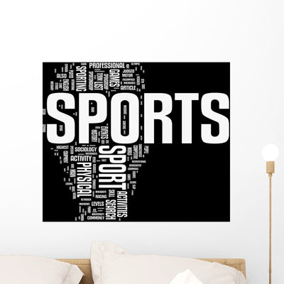 Sport Fitness Tags Cloud Wall Mural shown on a wall