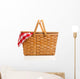 Wicker Picnic Basket With Gingham Cloth Wall Decal