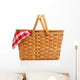 Wicker Picnic Basket With Gingham Cloth Wall Decal