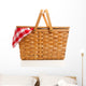 Wicker Picnic Basket With Gingham Cloth Wall Decal