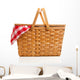 Wicker Picnic Basket With Gingham Cloth Wall Decal