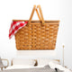 Wicker Picnic Basket With Gingham Cloth Wall Decal