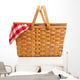 Wicker Picnic Basket With Gingham Cloth Wall Decal
