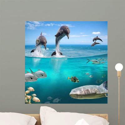 Aqua Life Wall Decal shown on a wall
