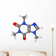 Ball and stick model of caffeine molecule Wall Decal
